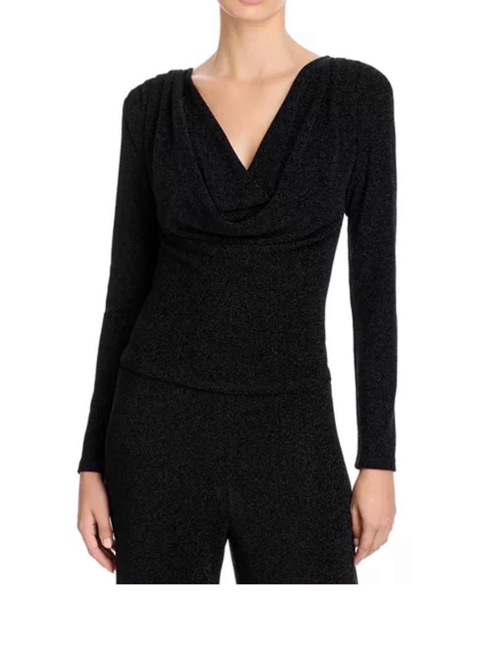 AQUA Shimmer Knit Cowl Neck Top